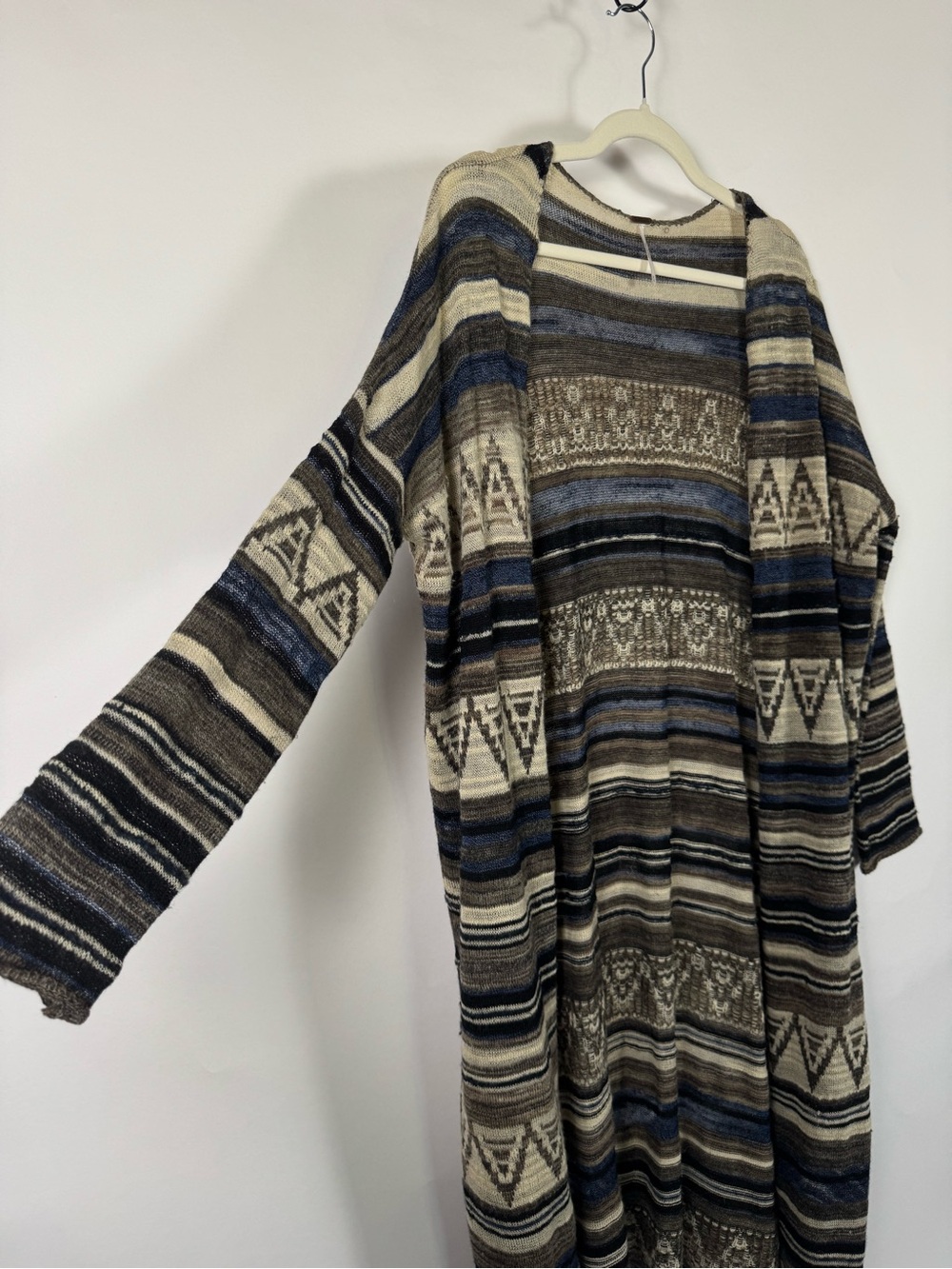 Free People Wool Blend Duster Cardigan Southwestern Long Boho Western Aztec MED